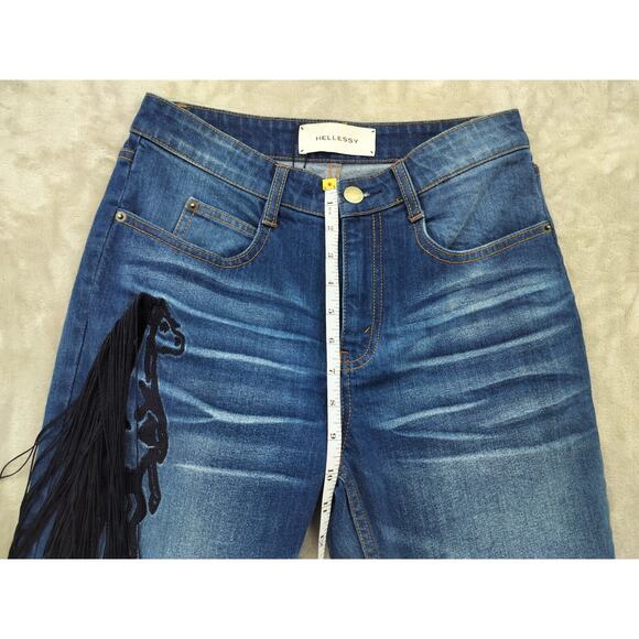 Hellessy Women's Bloomfield Fringe Trim Straight Jeans Size 4 - Picture 2 of 10